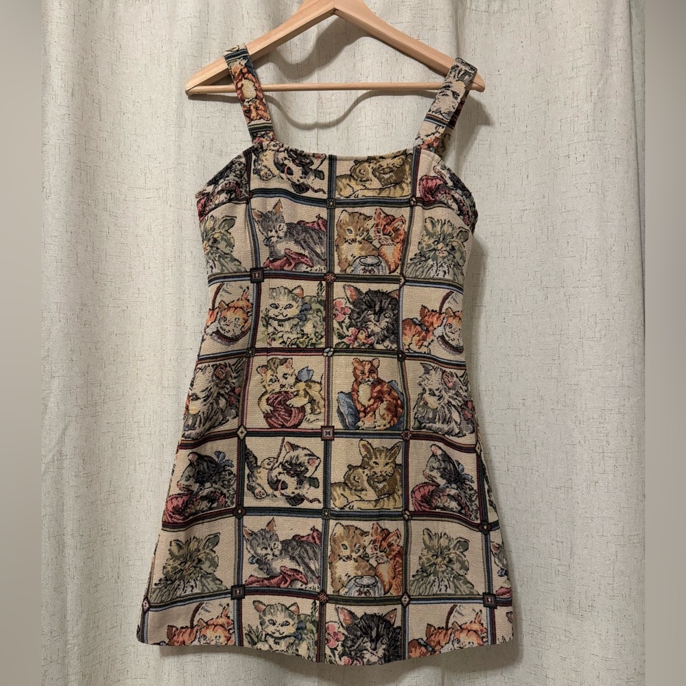 Quilted cat mini dress